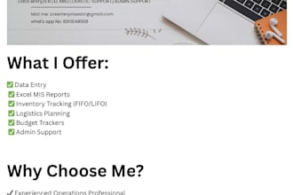 be your virtual administrative assistant for data entry and mis reports