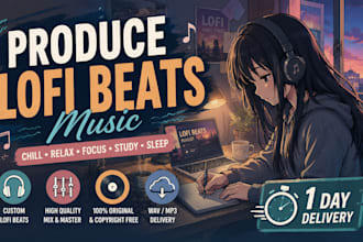 produce original lofi beats background music for podcast, game, live stream