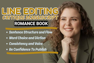 be your book editor for line editing, manuscript critique, romance book for lulu