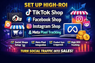 set up high ROI tik tok facebook shop instagram meta shopping features pixel