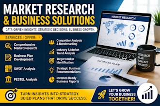 do market research, business plans, pestel, swot and competitor analysis