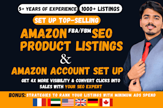 set up seo amazon fba product listings for pl, amazon listing creation
