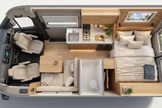 do 3d caravan bus home design, interior camper van, sprinter van, rv carbin home