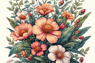 illustrate best botanical illustration with flowers