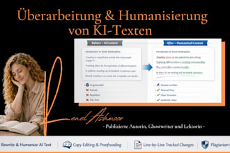 rewrite, humanize, plagiarism check and copy edit ai content