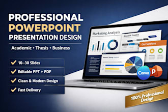 powerpoint and canva presentation design for academic, fyp, business slides