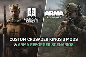 create a hoi4 mod, fallout4 mod, fivem mod, unity mod, ck3 mod, arma 3