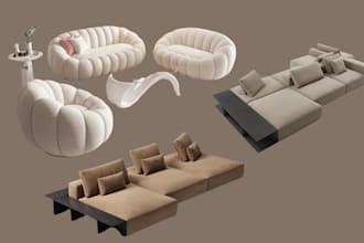 build low li full perm 3d mesh furniture set for 3d second life or imvu