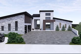 design luxury villa exterior,mansion backyard,real estate house,landscape render