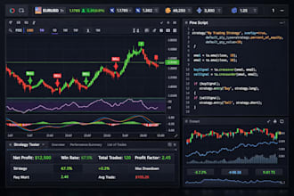 create tradingview pine script indicators, strategies, alerts, and trading