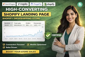 design a high converting shopify landing page with pagefly, replo or gempages