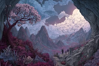 draw fantasy concept landscape illustrations