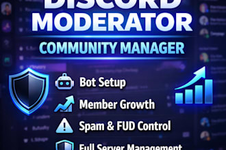 be your discord moderator, community manager for engagement and moderation