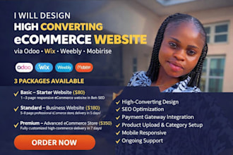 design high converting ecommerce website via odoo wix weebly mobirise