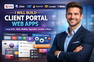 client portal webapp pory, softr, glide, weweb, appsmith, lovable, base44, make
