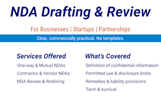 draft or review a clear, enforceable nda for your business