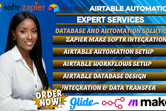 build airtable, airtable database, softr webapp, make and n8n automation softr