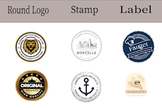 design round logo, badge, round sticker, label, circular