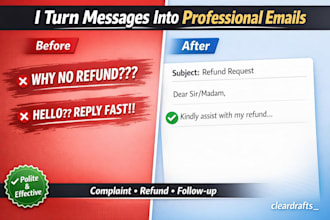 write complaint, refund and follow up emails