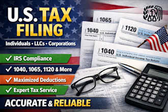 do US tax filing for individuals, llcs and corporations with irs compliance