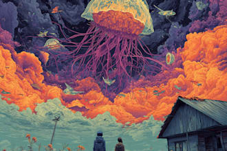 create a unique psychedelic surrealistic illustration for album cover
