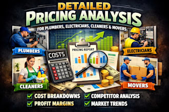 provide detailed pricing analysis for plumbers, electricians, cleaners, movers