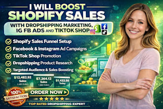 boost shopify sales with dropshipping marketing, ig fb ads and tiktok shop