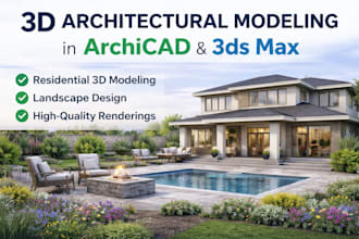 do residential 3d modeling in archicad and 3ds max with landscape
