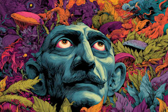 create a unique psychedelic surrealistic illustration for album cover