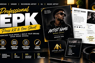 design and redesign press kit epk, dj press kit, music artist epk, speaker sheet