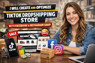 create and optimize tiktok shop dropshipping store facebook and instagram shop