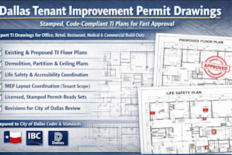 prepare stamped tenant improvement drawings  for dallas permits