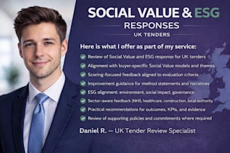 review and improve your social value and esg responses for UK tenders