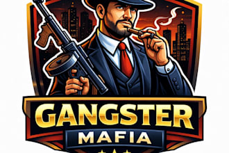 design high quality gangster mafia mascot logo with t shirt design