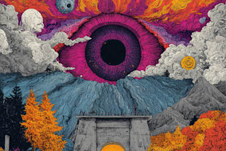 create a unique psychedelic surrealistic illustration for album cover