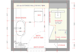 do bathroom interior design layout plans 2d 3d rendering