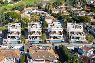 cgi luxury villa, townhouse development,3d duplex housing, rooftop lounge render