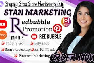 do esty shopify ebay redbubble amazon store marketing stan store sales traffic