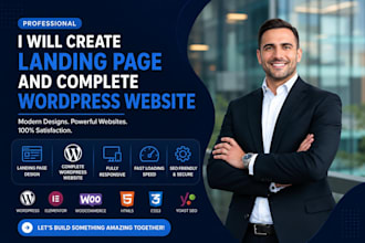 create landing page and complete wordpress website, wordpress landing page