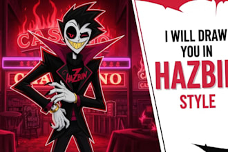 draw hazbin hotel or hellaverse oc character illustration fanart furry helluva