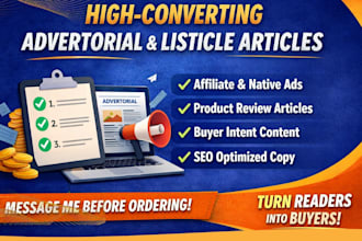 write high converting advertorial and listicle articles