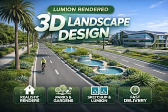 modern 3d garden and resort landscape design