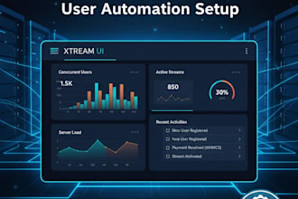 setup streaming panel with user management, website automation, iptv app