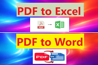 convert PDF or ocr files to excel, google sheets, or word within 6 hours