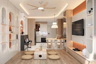 convert 2d to 3d apartment interior design cgi render for modern house office
