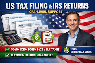 do us tax returns, us tax filling, llctax, business tax 1120 1040 5472 1065 cpa