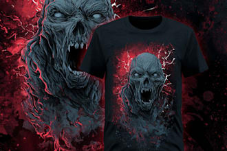 draw dark art, doom, stoner rock style for tshirt