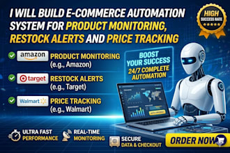 build ecommerce automation system for product monitoring, restock alerts