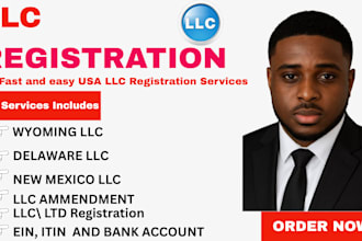 setup your delaware or wyoming or new mexico llc with ein and US bank account