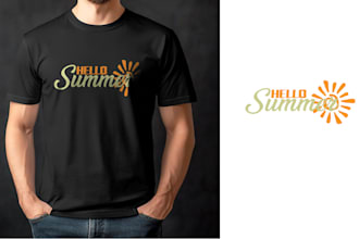 create typography summer t shirt and logo design